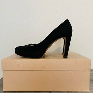 Prada Camoscio Nero Black Suede Heels - Size 36.5